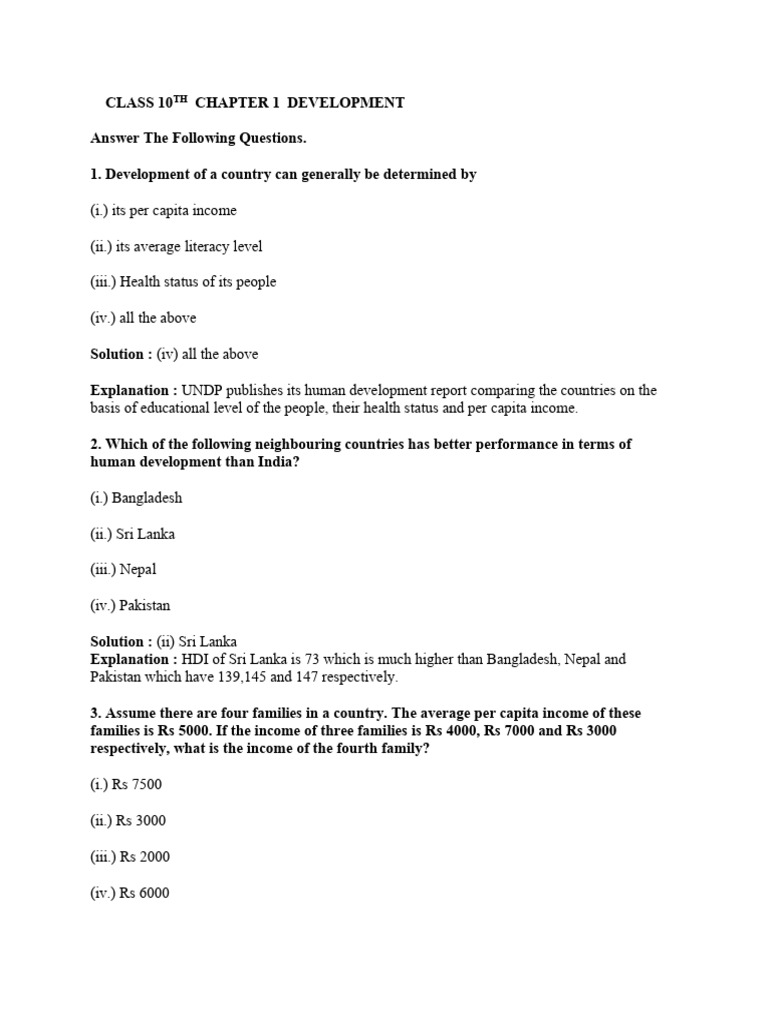 Class 10th Chapter 1 Development | PDF | Sustainability | Income