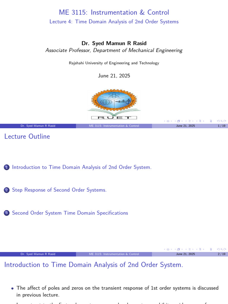 Time Domain Analysis of 2nd Order Systems | PDF | Damping | Mechanics