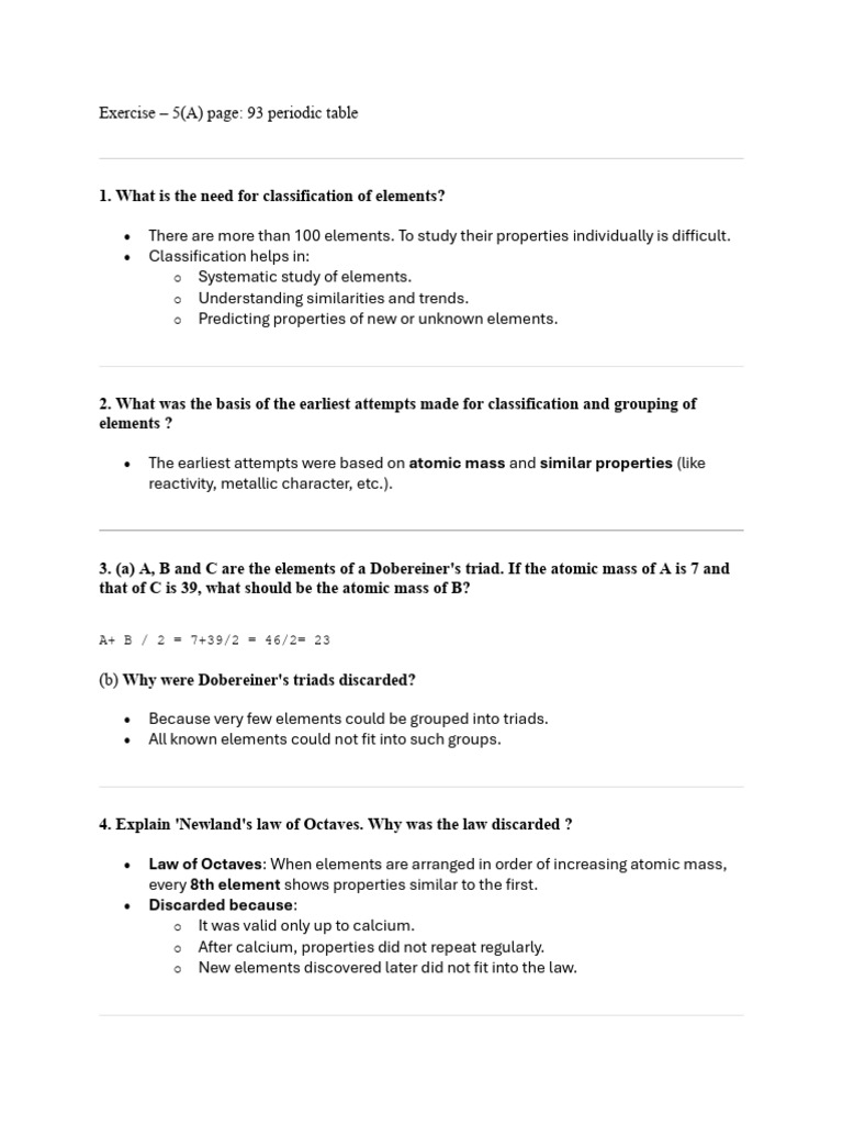 Class 9 Periodic Table Overview | PDF | Periodic Table | Chemical Elements