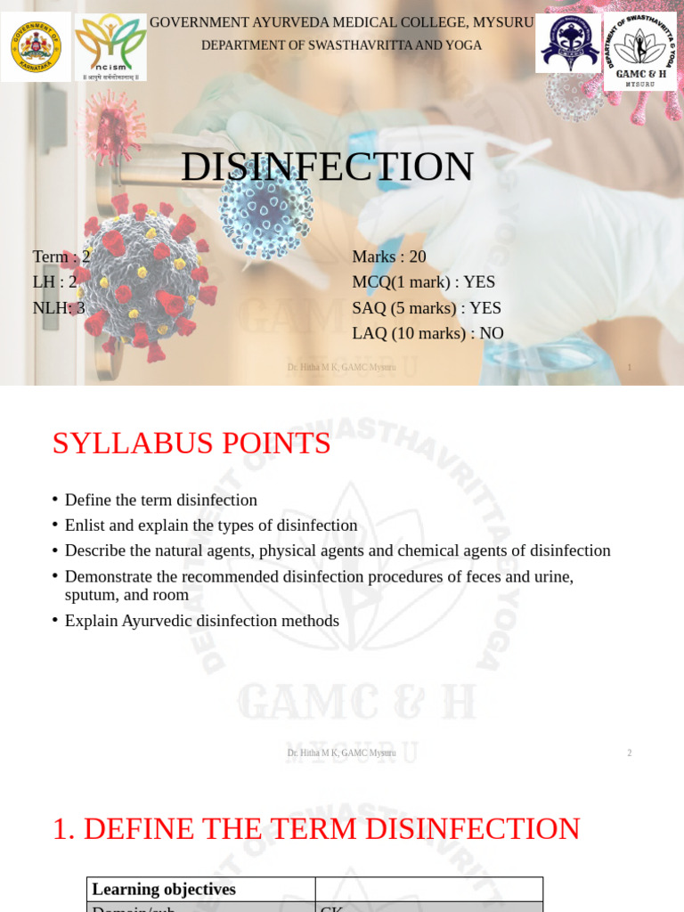 Disinfection Methods and Definitions | PDF | Disinfectant ...
