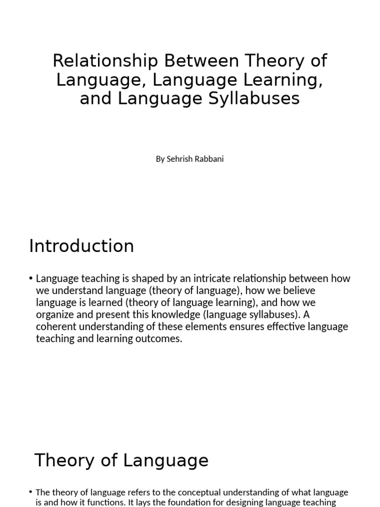 Language Theories and Syllabus Design | PDF | Learning | Language ...