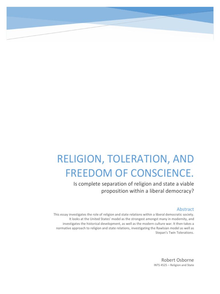 Religion Toleration and Freedom of Consc | PDF | John Rawls | Liberalism