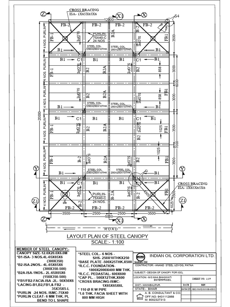 Design of Steel Canopy for IOCL | PDF | Building Materials | Mechanical ...