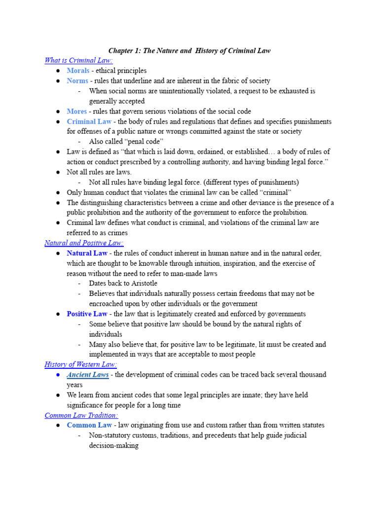 Chapter 1 - The Nature and History of Criminal Law | PDF | Crimes ...