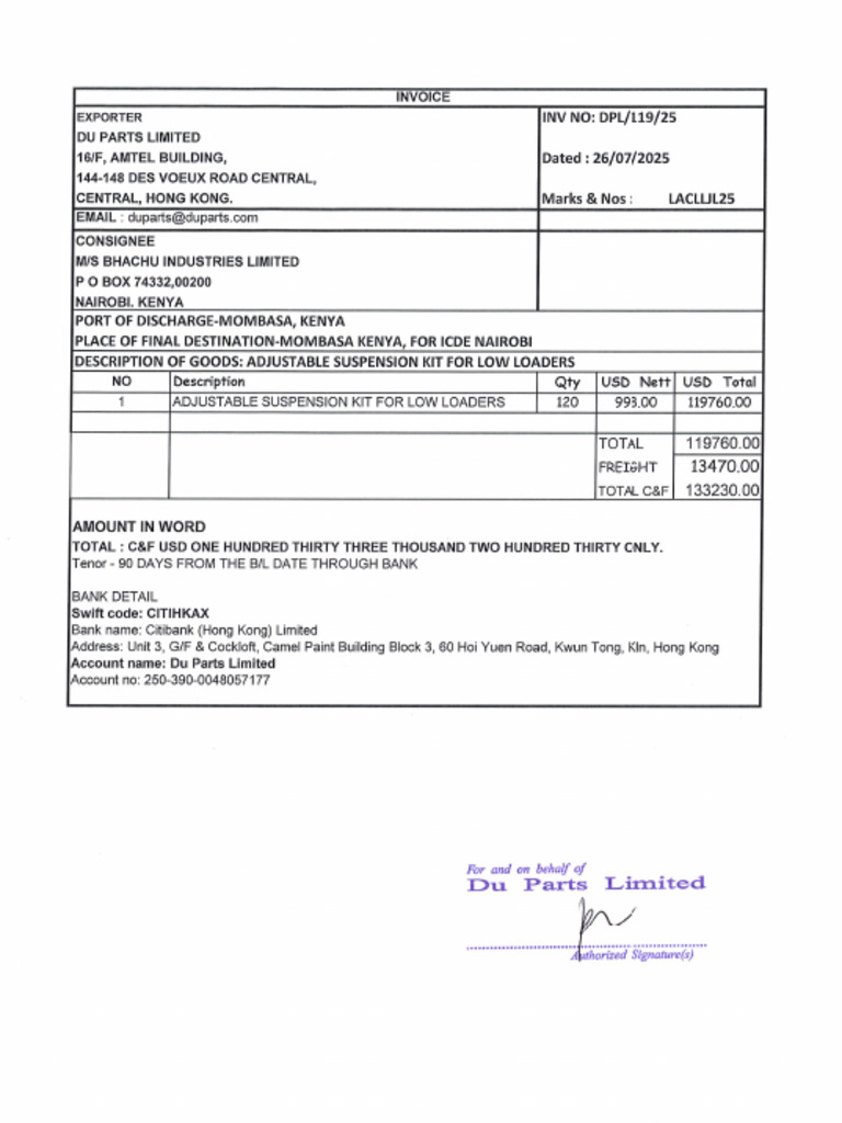 Dpl:119:25 Invoice | PDF
