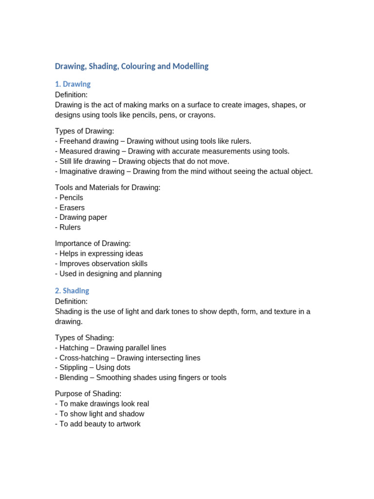 Basics of Drawing, Shading, and Colouring | PDF