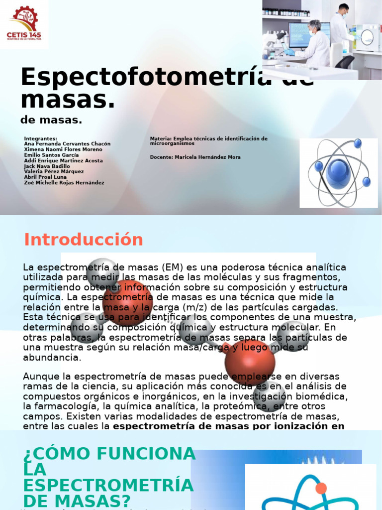 Espectrometría de Masas: Fundamentos y Aplicaciones | PDF ...