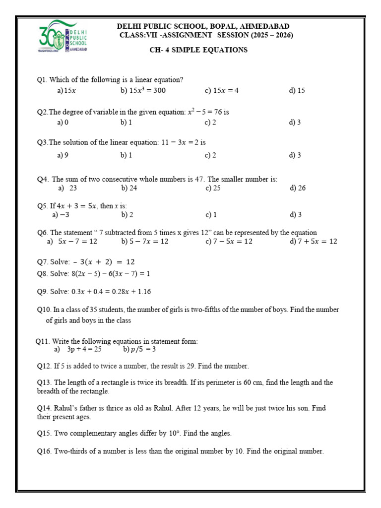 Simple Equations | PDF