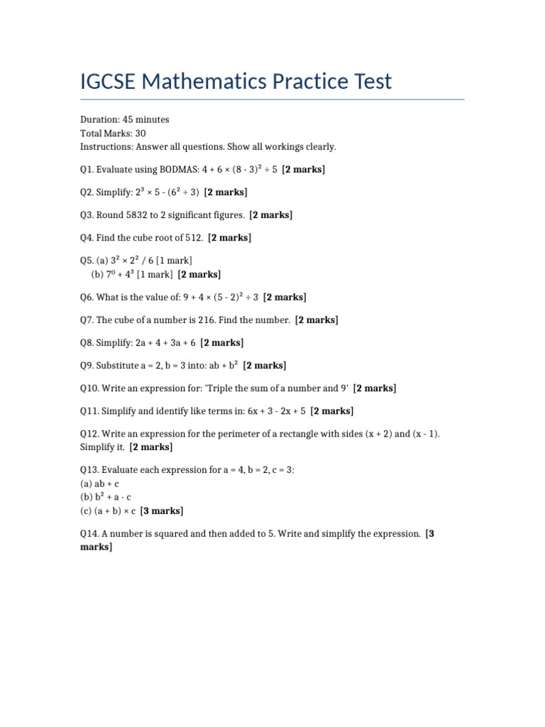 IGCSE Math Question Paper New | PDF