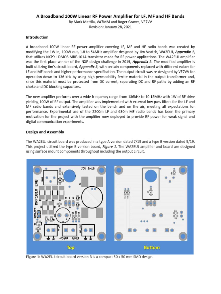 100WBroadbandLF+MF+HF RF Amplifier-R28Jan21 | PDF | Amplifier | Field ...