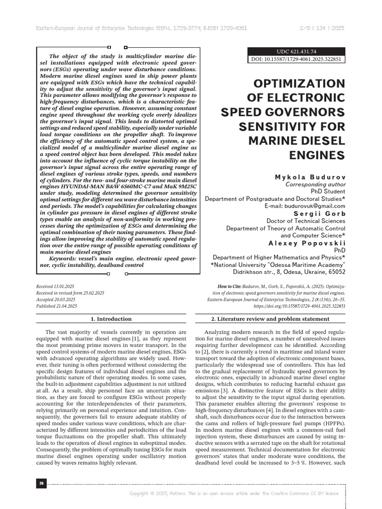 Optimizing Marine Diesel Engine Speed Control | PDF | Diesel Engine ...