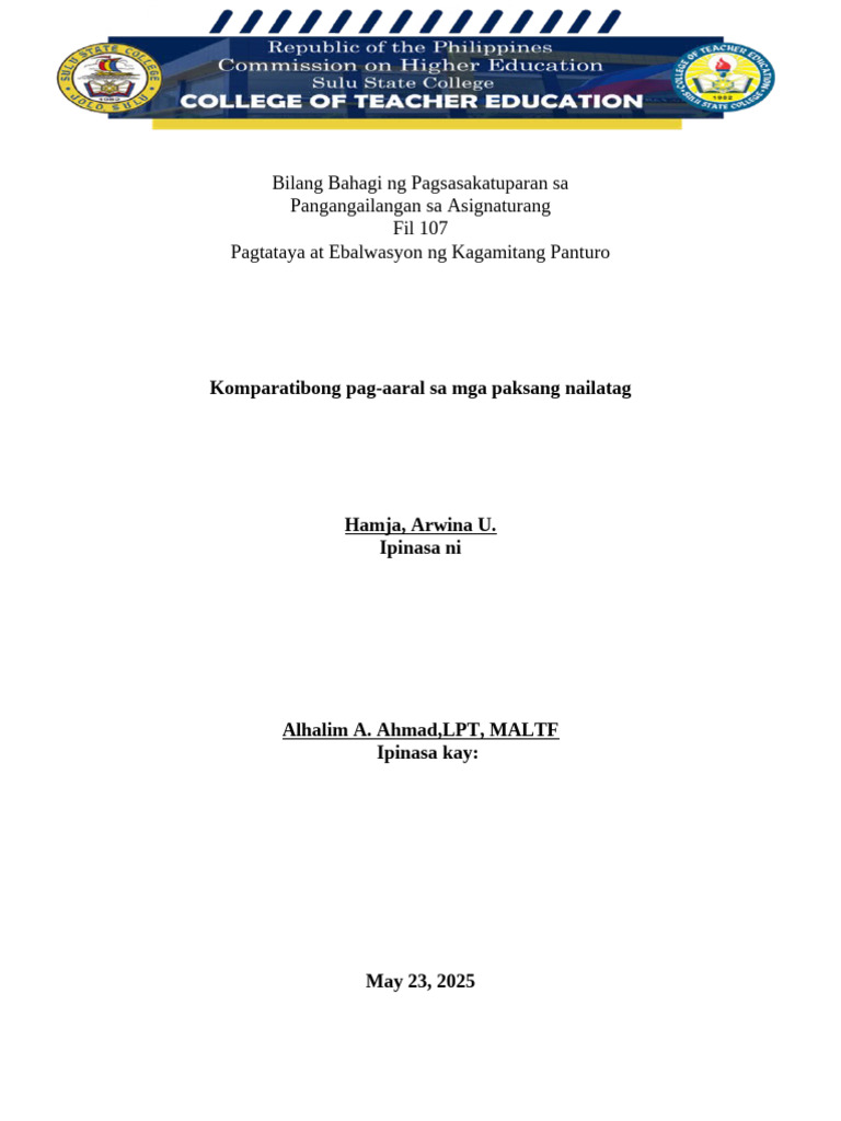 Bilang Bahagi NG Pagsasakatuparan Sa | PDF