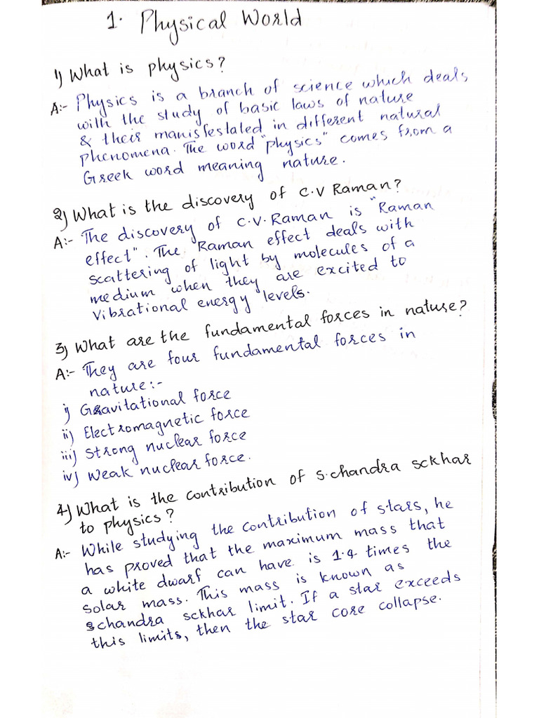 Physics Unit 1 Physical World | PDF
