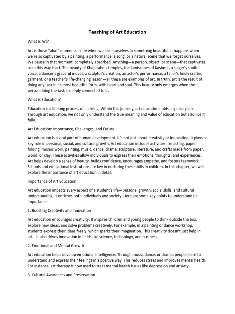 Importance of Art Education in India | PDF | Creativity | Mental Health