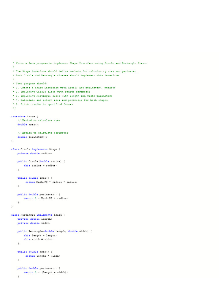 Java Programming Lab: Shapes & Sorting | PDF | Area | Length