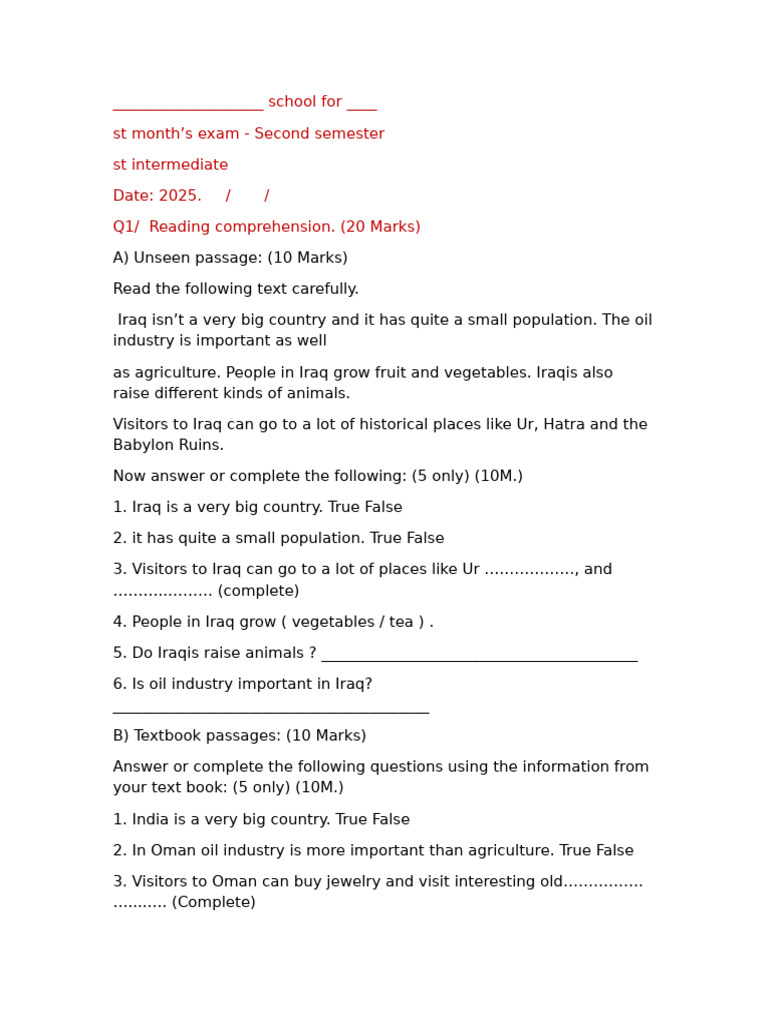 Third Intermediate Exam Guide | PDF