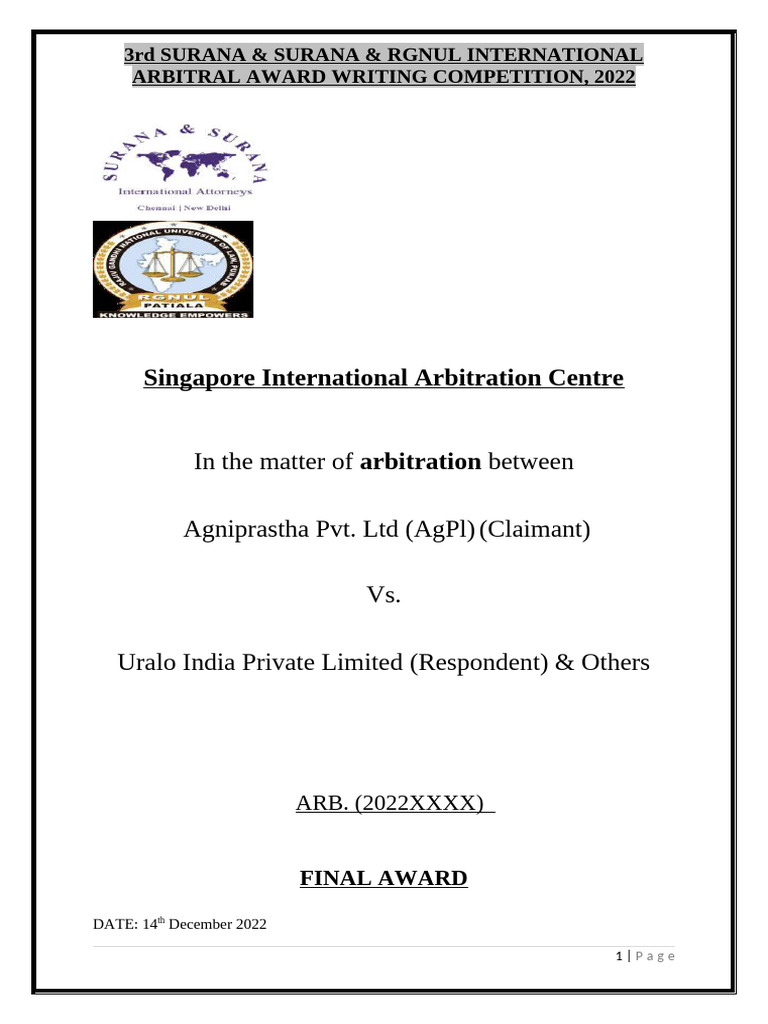 2022 International Arbitral Award Summary | PDF | Arbitration | Damages
