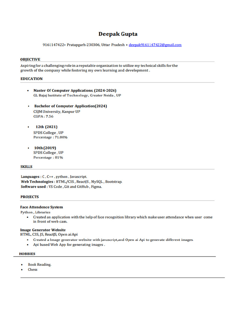 Deepak Resume | PDF