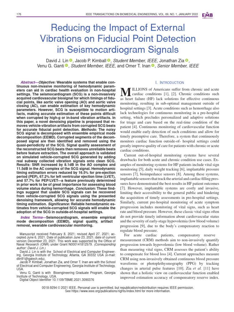 Denoising SCG Signals for Accurate Detection | PDF