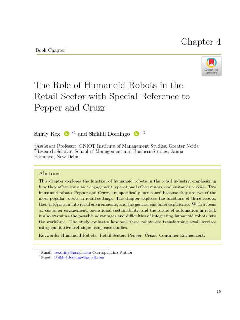 Humanoid Robots in Retail: Pepper & Cruzr | PDF | Robot | Robotics