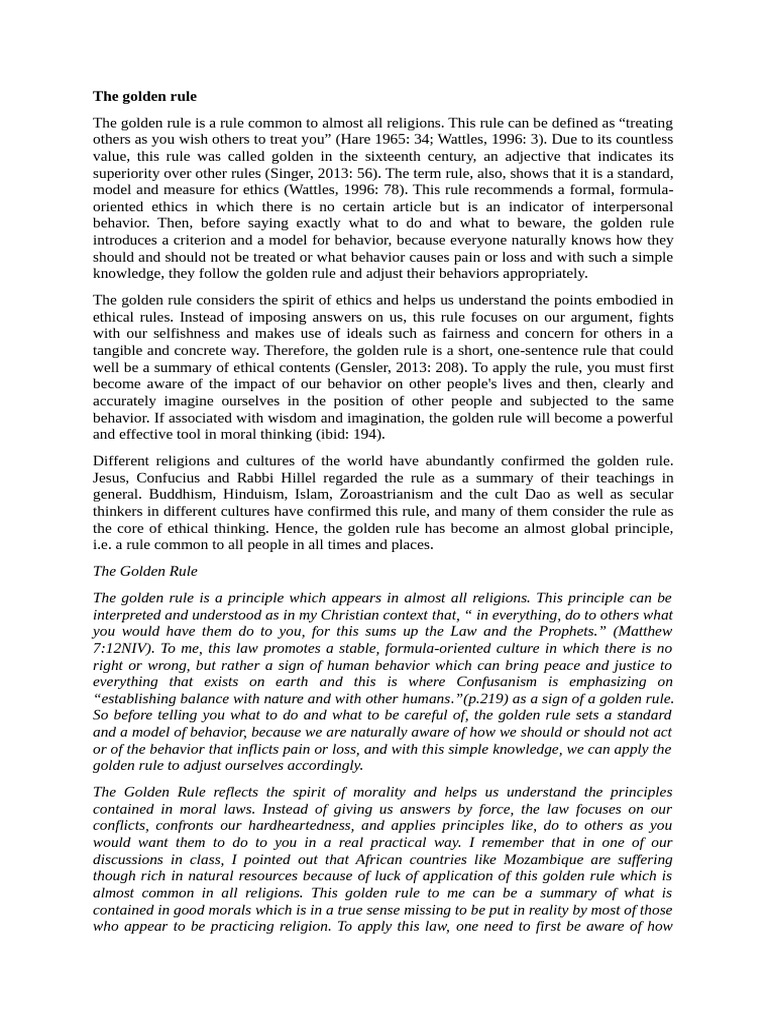 Universal Golden Rule in Ethics | PDF | Golden Rule | Confucianism