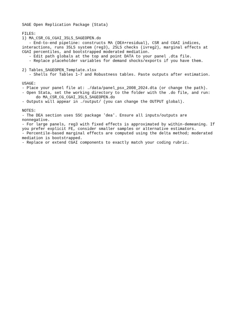 Stata Replication Package for SAGE Open | PDF