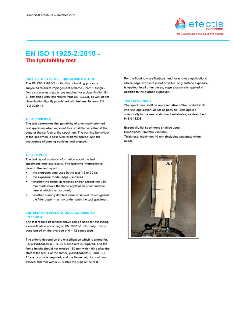 EN ISO 11925-2 Ignitability Test Overview | PDF | Exposure (Photography ...