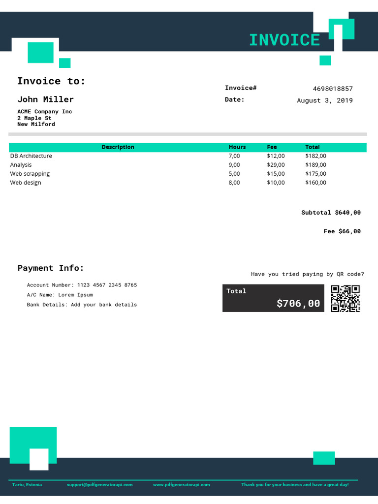 Invoice for ACME Company Services | PDF