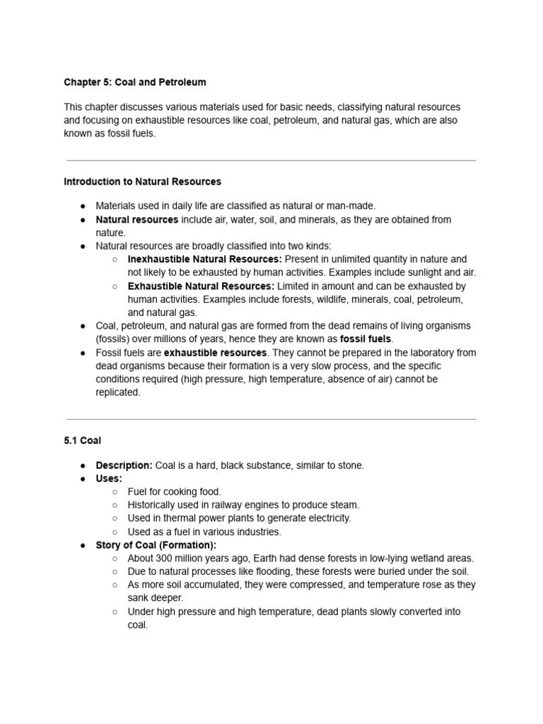 Chapter 5 - Coal and Petroleum | PDF | Petroleum | Fuels