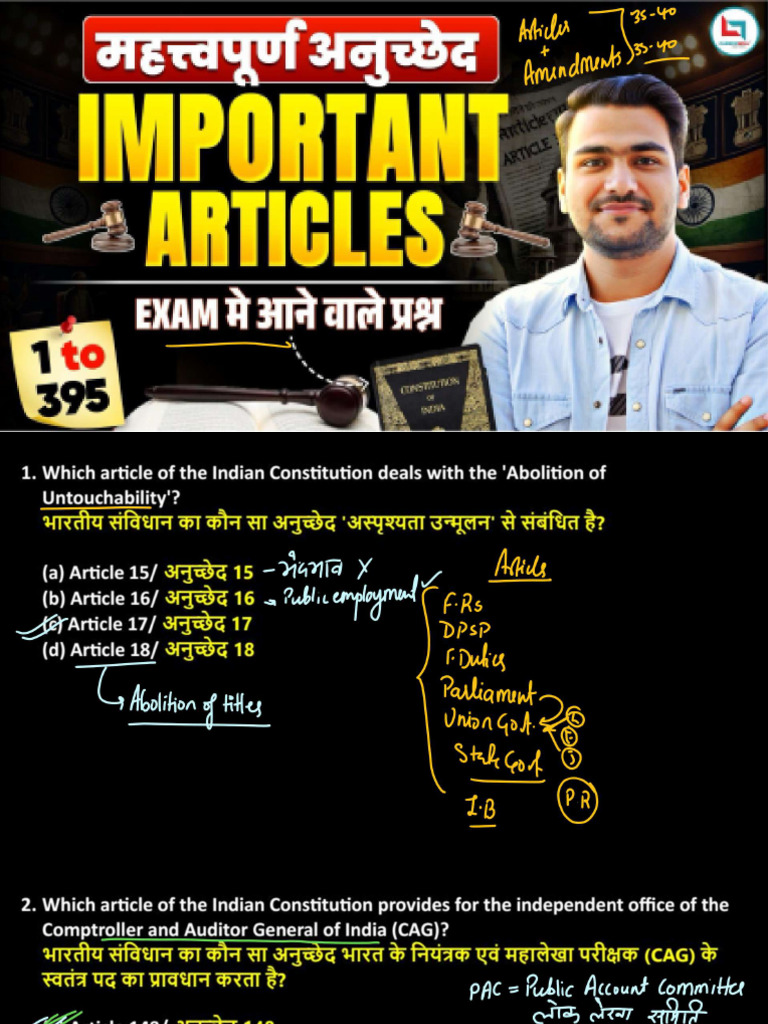 Polity Special Class - 03 PNG (Important Articles) | PDF