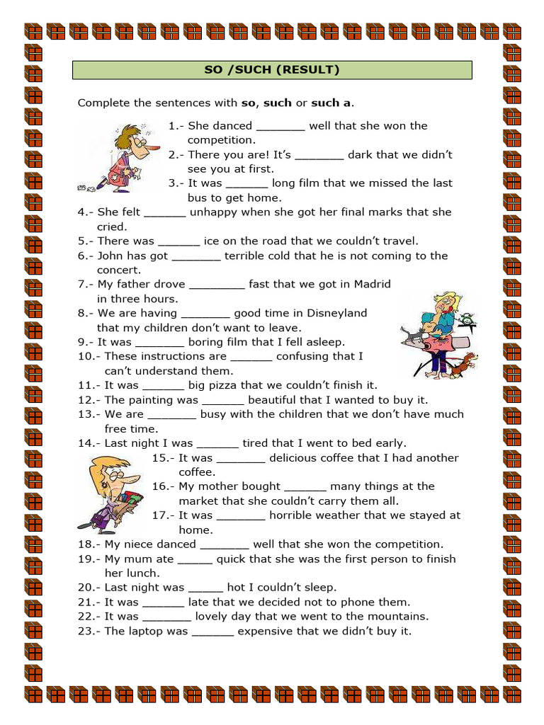 Complete Sentences with So/Such | PDF
