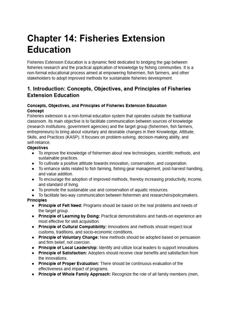 Fisheries Extension Education Overview | PDF | Evaluation | Program ...