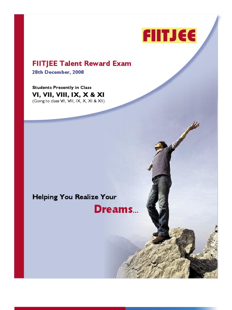 FIITJEE Exam for Class VI-XI Students | PDF | Schools | Test (Assessment)