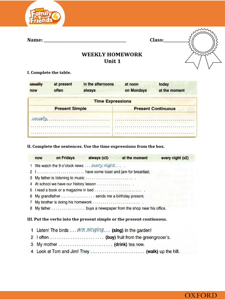 Weekly Homework: Unit 1 Exercises | PDF