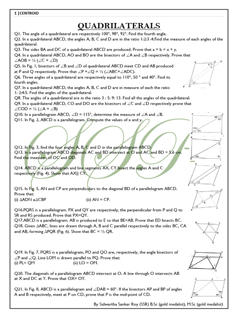 Quadrilateral and Parallelogram Problems | PDF | Euclidean Plane ...