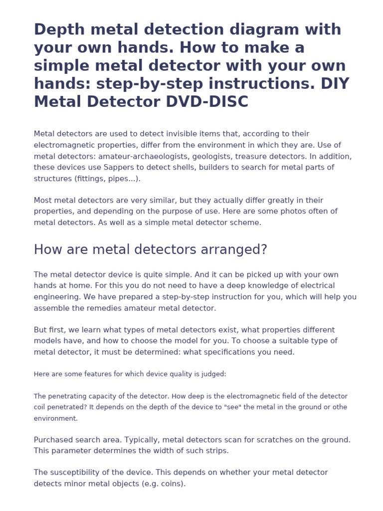 DIY Depth Metal Detector Guide | PDF | Metal Detector | Detector (Radio)