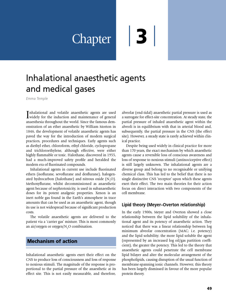 Inhalational Anaesthetics Overview | PDF | Nitrous Oxide | Anesthesia