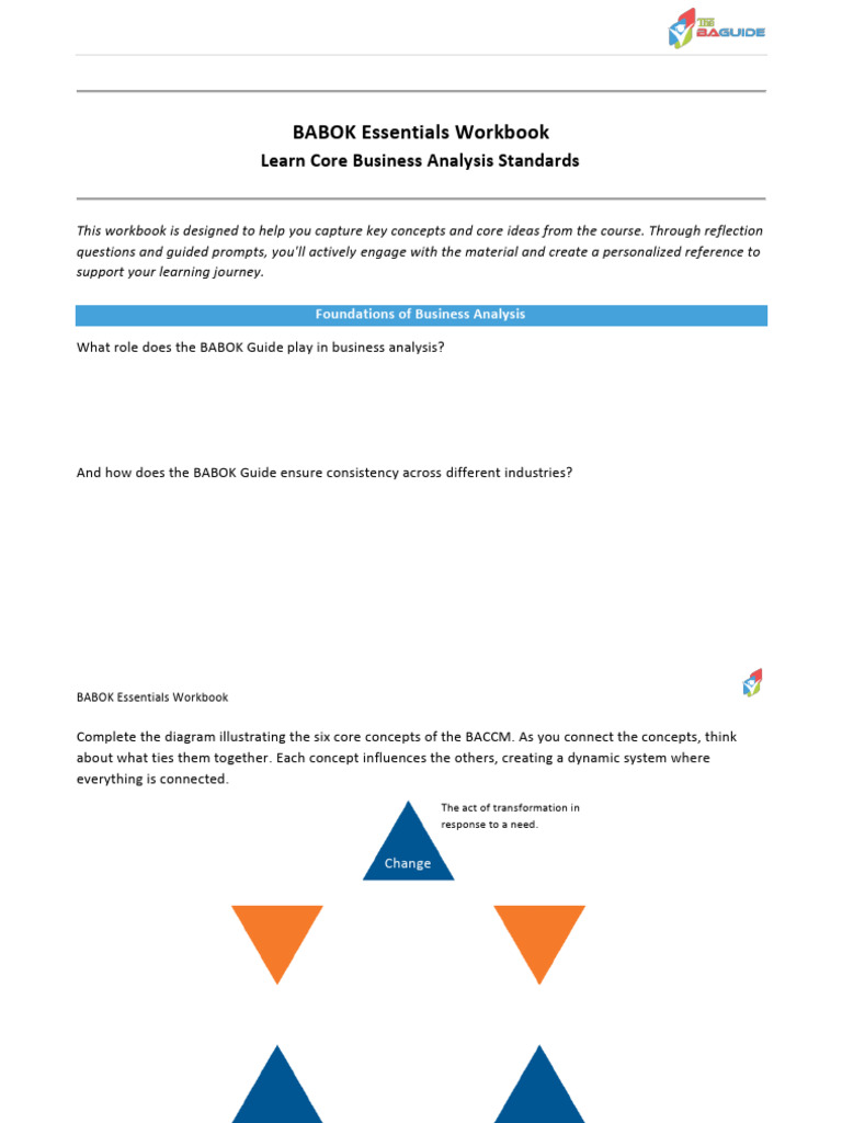 BABOK Essentials Workbook Guide | PDF | Business Analysis | Business