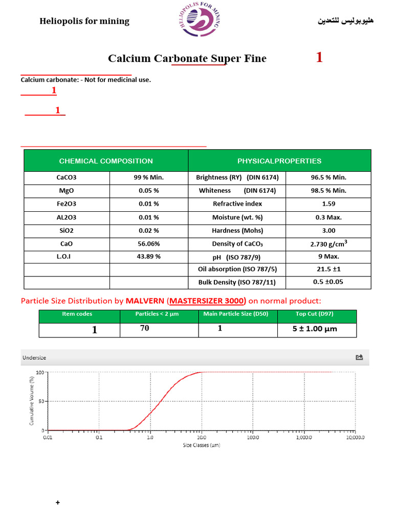 Calcium Carbonate Density Overview | PDF