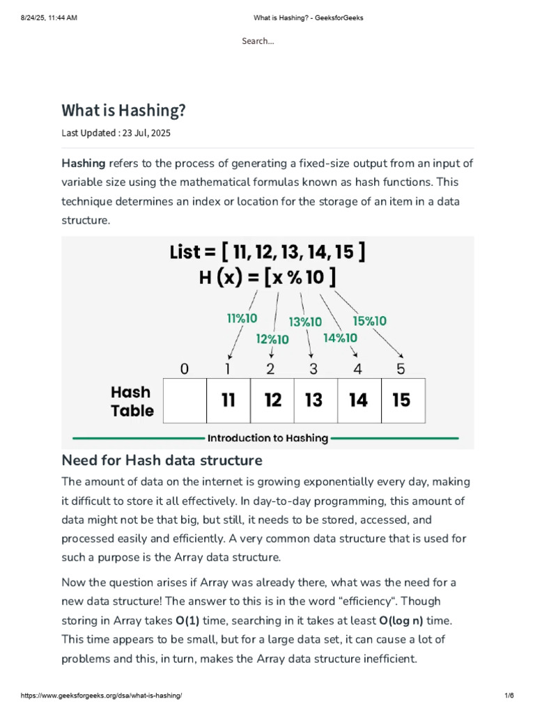 Understanding Hashing in Data Structures | PDF | Database Index | Time ...