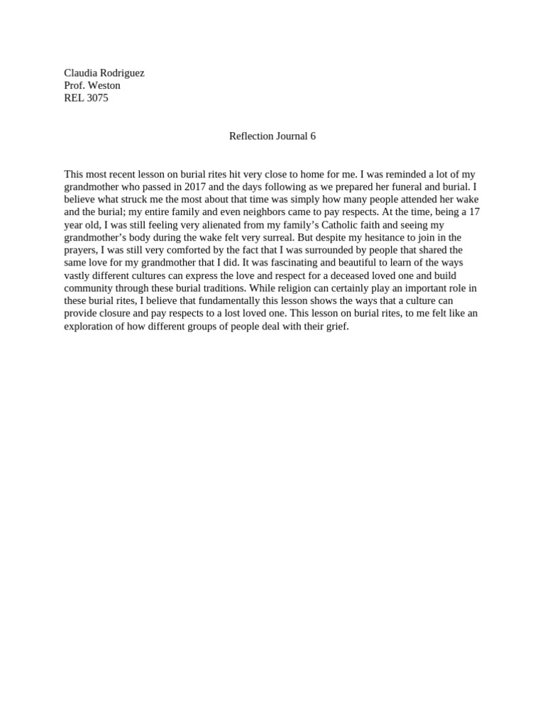 Rel 3075 Reflection Journal 6 | PDF