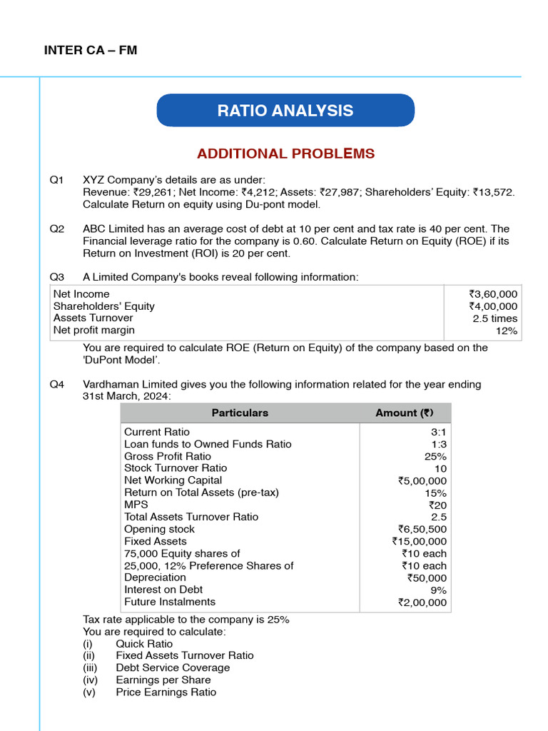 Return on Equity and Ratio Analysis Guide | PDF | Balance Sheet ...