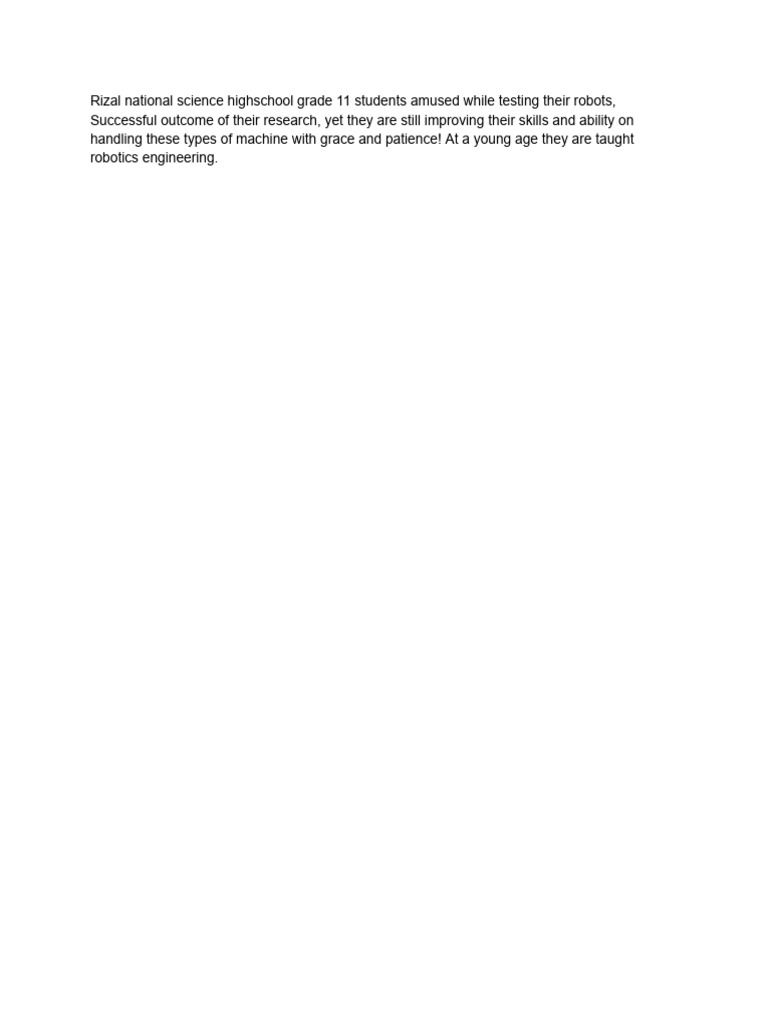Grade 11 Robotics at Rizal High School | PDF