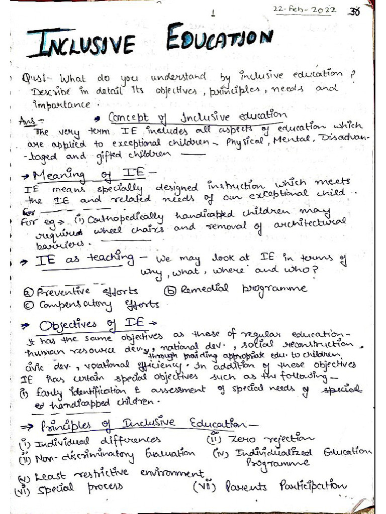 Inclusive Education Notes | PDF