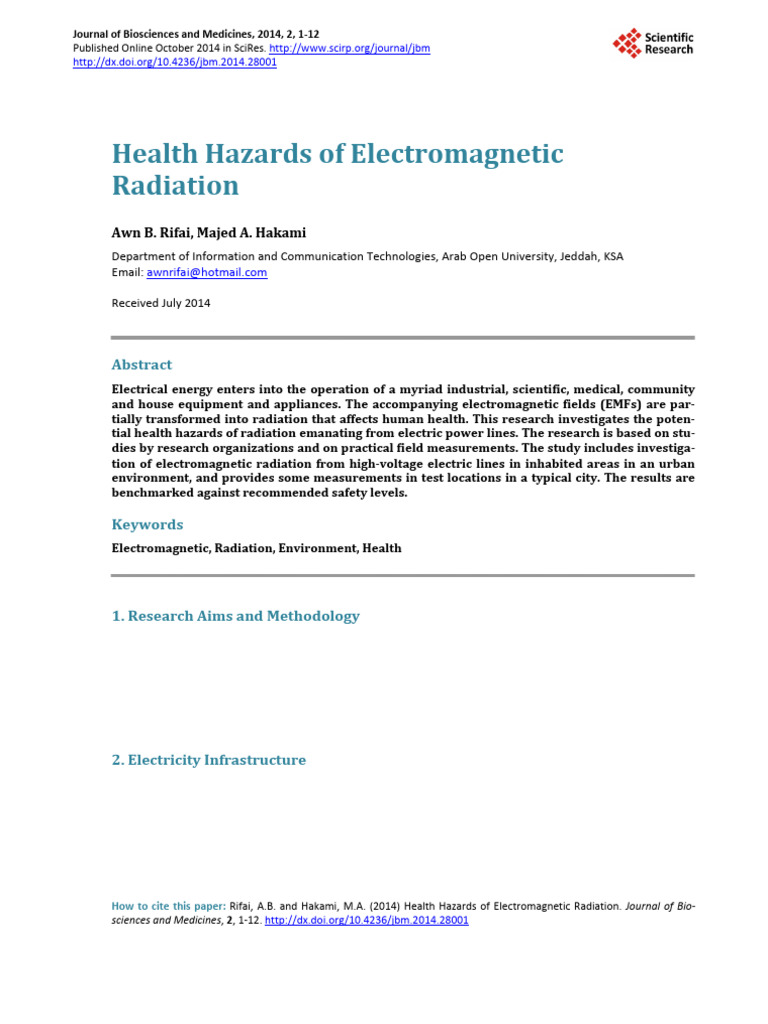 Health Risks of Electromagnetic Radiation | PDF | Electric Power ...
