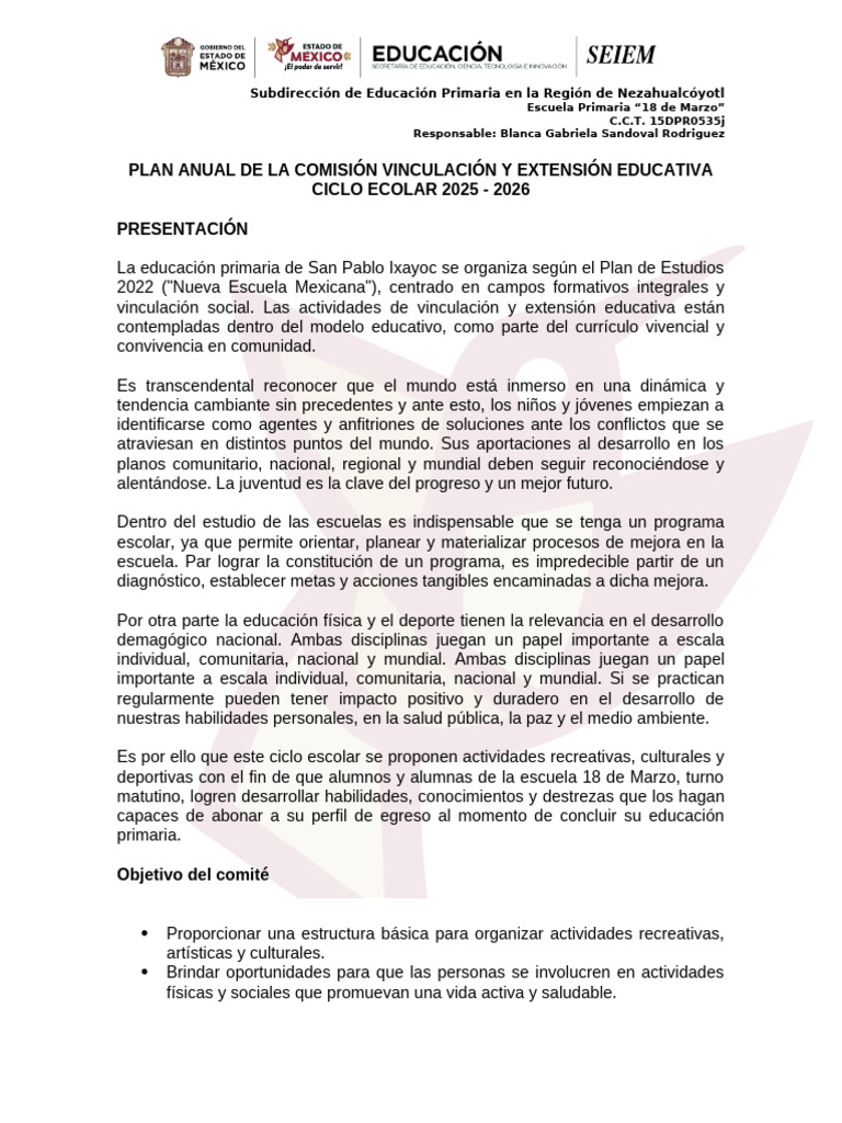 Plan Anual de Educación Primaria 2025-2026 | PDF | Plan de estudios ...