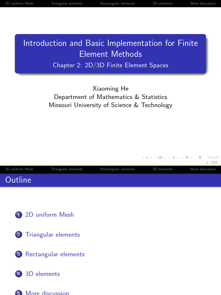 2D/3D Finite Element Mesh Overview | PDF | Matrix (Mathematics ...