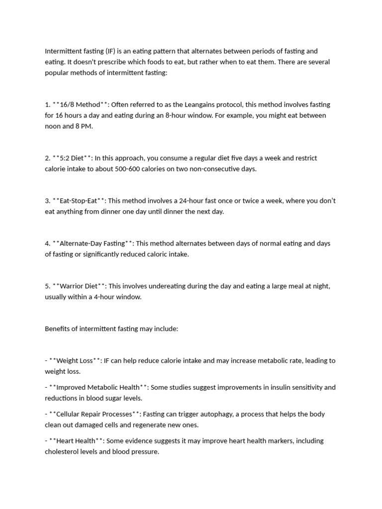 Intermittent Fasting | PDF