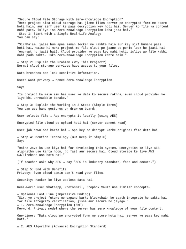 Secure Cloud File Storage With Zero Project | PDF | Encryption | Public ...