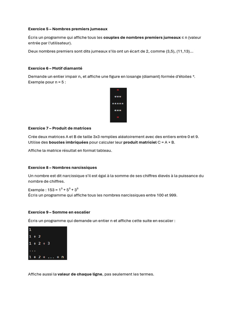 Exercices de programmation en Python | PDF